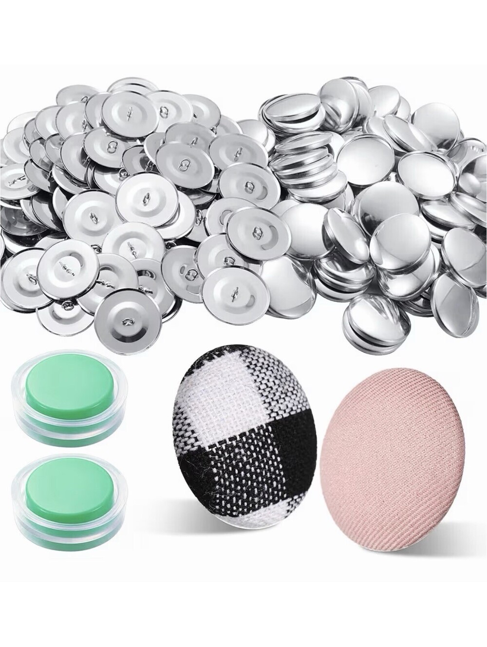 100 Sets Cover Buttons Kit with Tools - Size 45/1.1 Inch DIY Fabric Cloth Cover